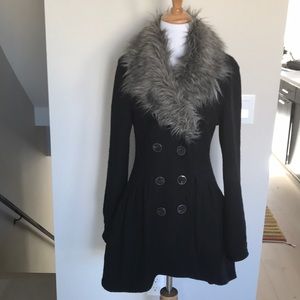 Free People faux fur collar coat